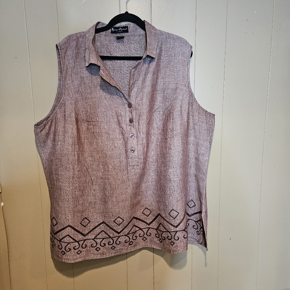 Mercer & Madison Sleeveless Top, Womens, Size 3, Beige, Button-down, Grsndmacore